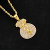1pc Dollar Sign Gold Color 316L Stainless Steel with Rhinestone Big Pendant Chain Necklace for Women Hiphop Jewelry