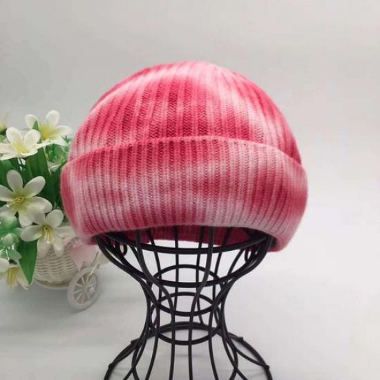 Women Men Knitted Hat Beanie Skullcap Sailor Cap Tie-dye Brimless Warm Winter