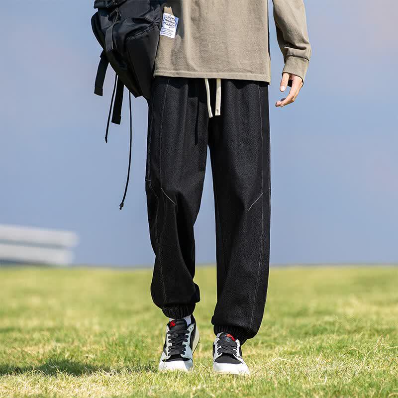 Paul Camel Men's Summer Denim Style Drawstring Jogger Pants