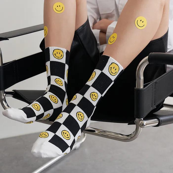 GGRN Women's Fashion Socks_W-L-268 Smile Checkerboard