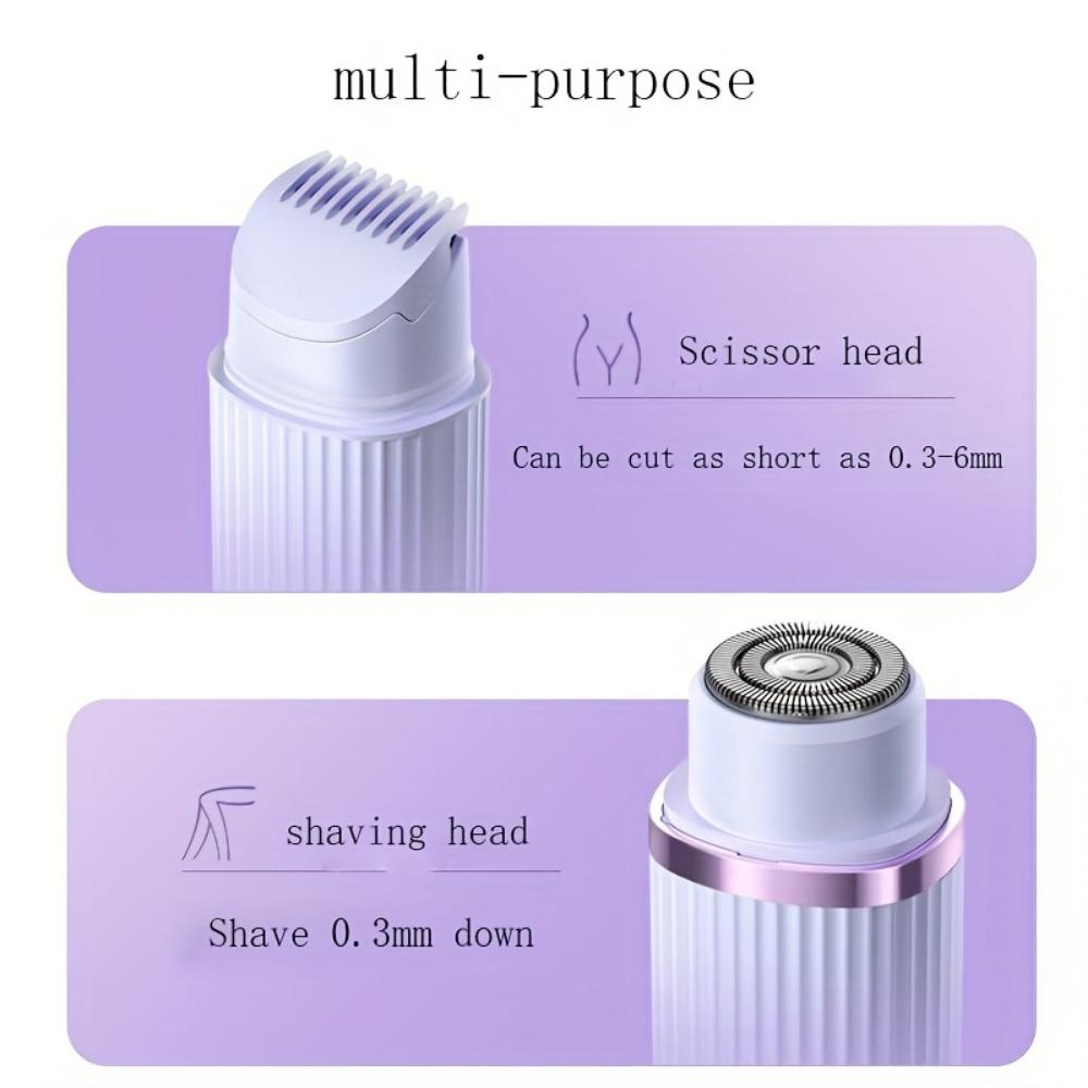 Double Head 2-in-1 Electric Shave for Women - Wet and Dry Hair Remover for Pubic Hair, Eyebrows, Face, Legs and Underarms
