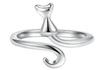 Anello Gatto Geometrico Europeo & Americano, Design Aperto Regolabile, Ornamento Animale Lavorato a Maglia per Dita.