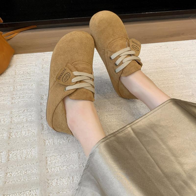 Retro style children's autumn flat bottom leisure low-top one-pedal all-inclusive can step on the heel women