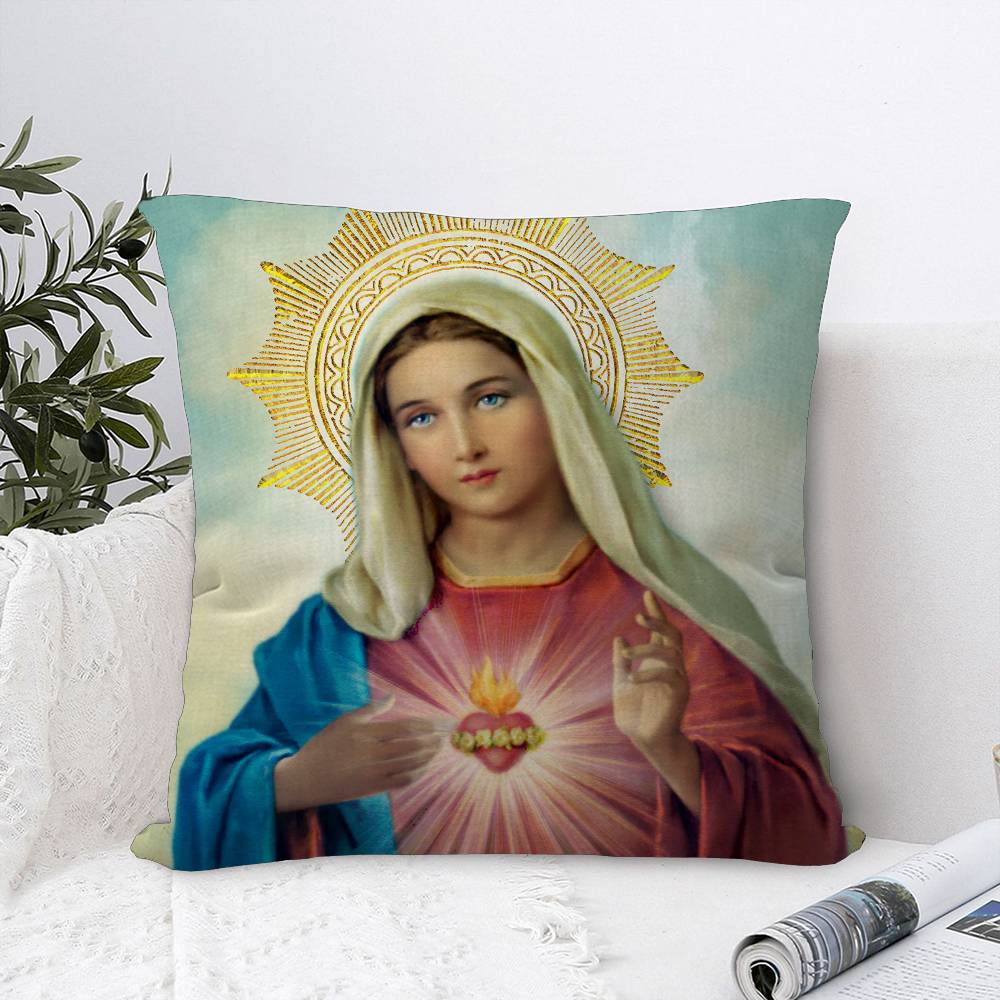 Virgin Mary Christian Pillowcase Toon Gift Cushion Cover Bedroom Home Sofa Chair Seat Decor Pillow Case