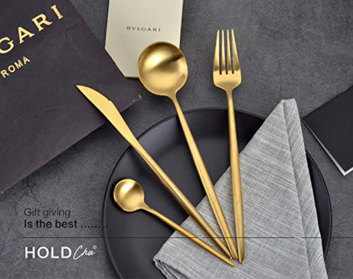 Minky Cutlery Cutlery Set Gold Stylish Tableware Stainless Steel Dinner Cutlery Set Knife Spoon Fork Set Steak Knife Table Knife Dessert Spoon Pasta