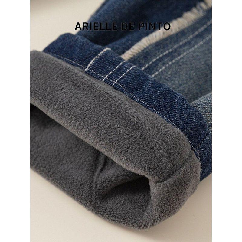 French Arielle De Pinto Children's Pants Autumn Outfit Boys' Frayed Patchwork Long Pants Baby Jeans Trendy