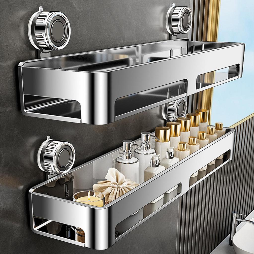 Bathroom Wall Shelf Bathroom Rack Storage Organizer with Suction Cup No Drilling Soap Holder for Bedroom Kitchen Home Decor
