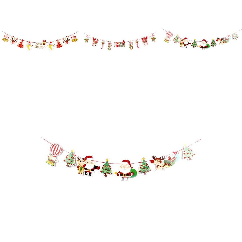 Festive Christmas Spirit Pulling Flag Ornament Santa Claus Party Decoration