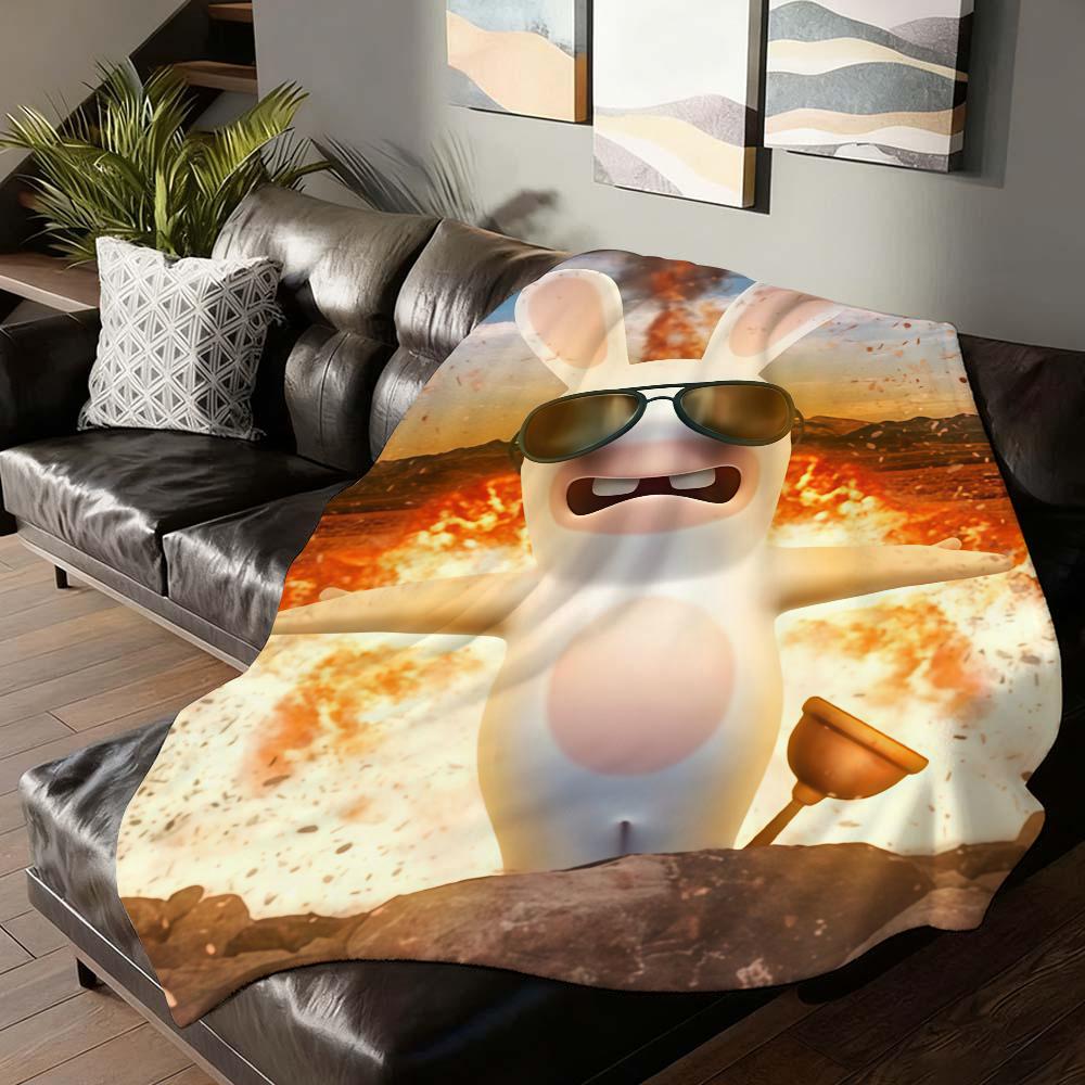 Cartoon R Raving Cute R Rabbids Blanket For Sofa Office Bed Plane Travel Sleep Read Relax Camping Soft And Warm