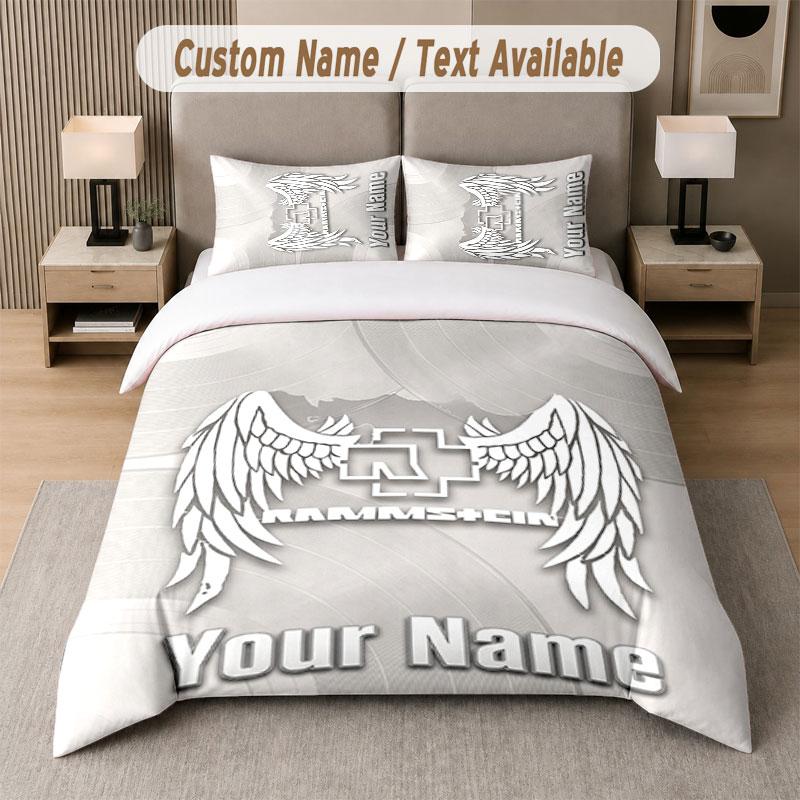 Custom Bedding Set Rammstein Pattern, Print Name Text 1 Duvet Cover Plus 2 Pillowcases Home Textile