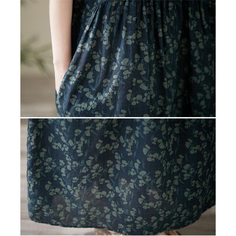 DIMANAF 2025 Summer Plus Size Dress Basic Women Casual Loose Vintage Oversized Printing New Long O-Neck Dress