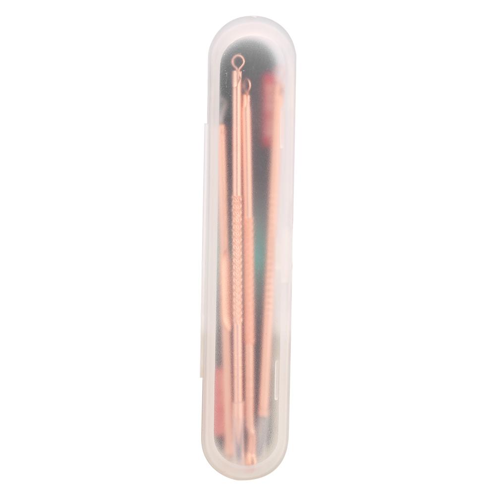 4Pcs/Set Acne Remover Tool Stainless Steel Rose Gold Double Head Needles Blackhead Extractor