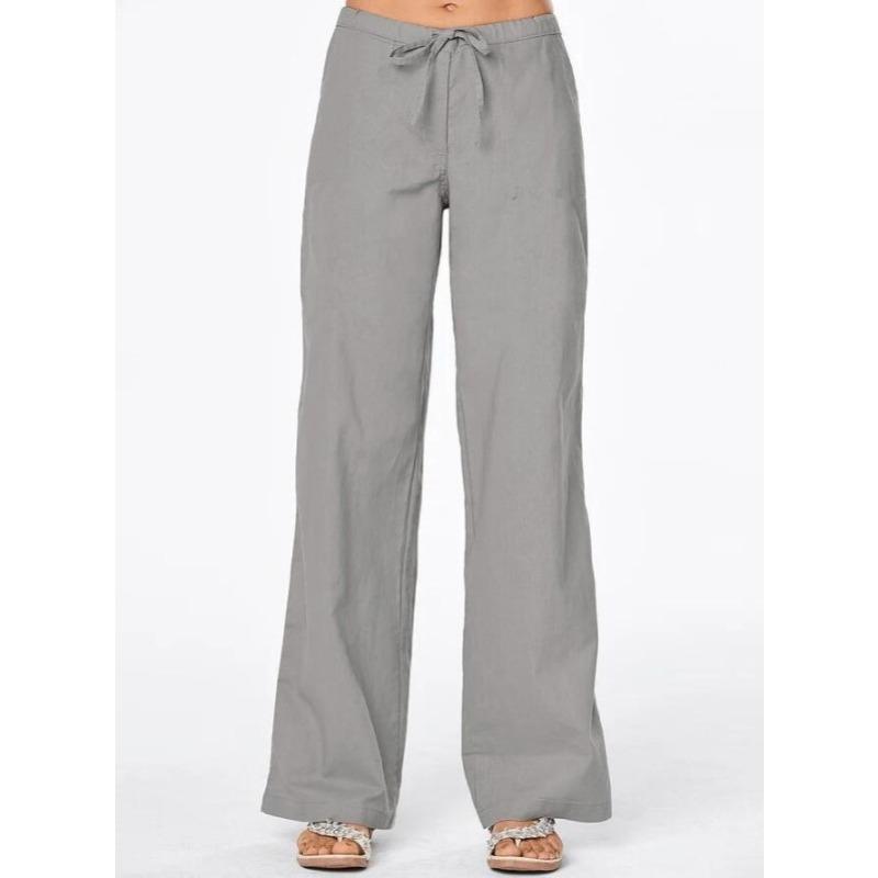 

GMXIA Женские модные повседневные брюки с однотонным принтом и высокой талией и капри L серый