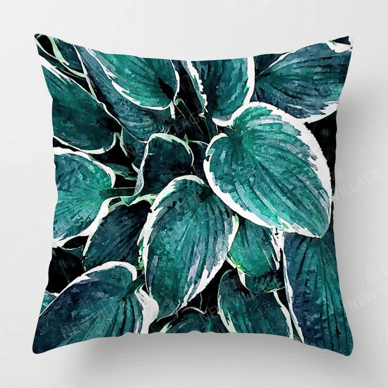 Creative Plant Leaf Patterns Throw Pillow Cover With Short Plush Print Living Room Sofa Decoration Cushion Cover Pillow Covers