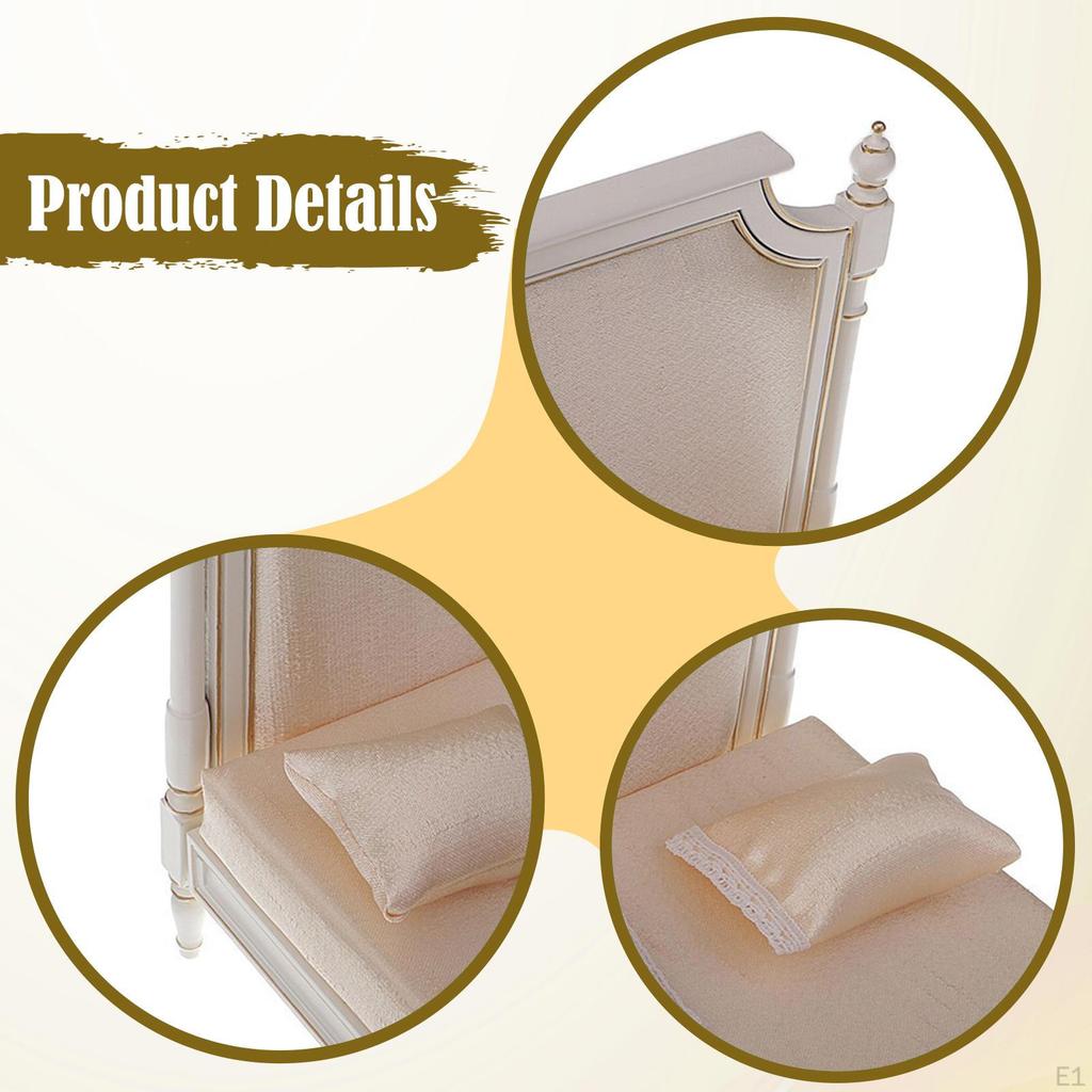 Puppenhaus Doppelbett Dekoration im Maßstab 1/6, Puppenhaus Einrichtung, Handwerk, Mini Miniatur