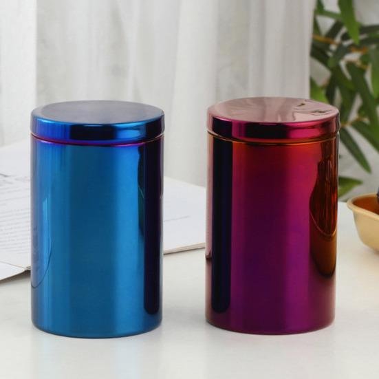 Barattolo Contenitore 200ML Coperchio Sigillato Conservazione Freschezza Cilindrico Vuoto Acciaio Inossidabile Scatola Porta Tè in Foglie per Dispensa