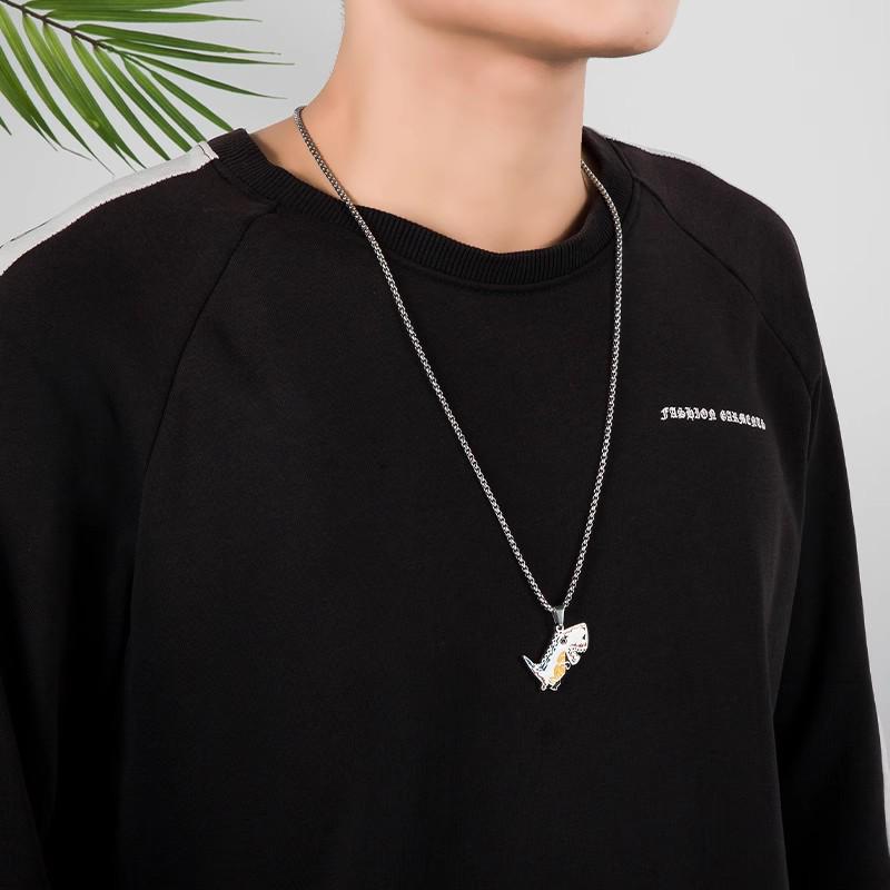 Colier Hip-Hop Trendy din Oțel Titan pentru Bărbați - Fashionabil, Versatil și Accesoriu Emoțional pentru Cuplu.