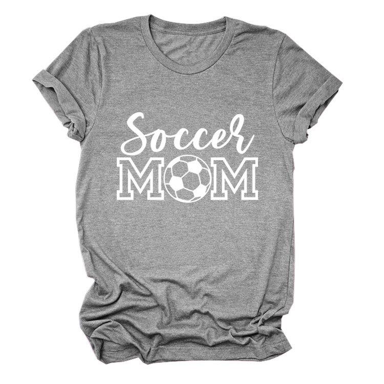 Soccer Mom European and American Crew Neck Women's Casual Loose Short-sleeved eBay Foreign Trade Spot Large Size Comfortable T-shirt
