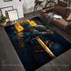 1PC Blue Armored Knight with Sword Print Carpet Rug for Living Room Bedroom Sofa Doormat Home Decor Non-slip Floor Mat