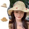 Spring and Summer New Sweet and Cute Strawberry Embroidered Straw Hat for Women In Summer Sun Protection Sun Protection Holiday Sun Hat Straw Hat