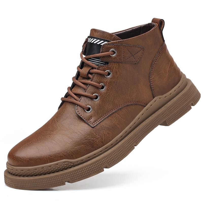2025 Wintermode Echtleder Martin Stiefel Herren Samtverdickte Baumwollschuhe Neue lässige Herren Rutschfeste Baumwolllederschuhe