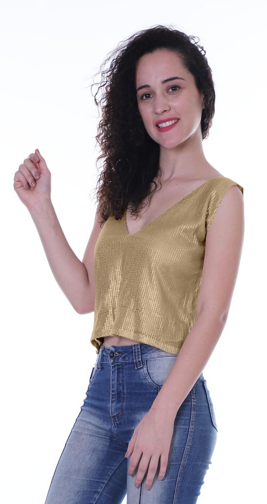 Moomaya Womens Sequin Sleeveless Party Crop Top Glitter V Neck Sparkle Club