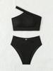 2026 New Style Solid Ribbed One Shoulder High Waist Sexy Bikini Swimsuit Stylish Comfortable For Summer Beach Holiday