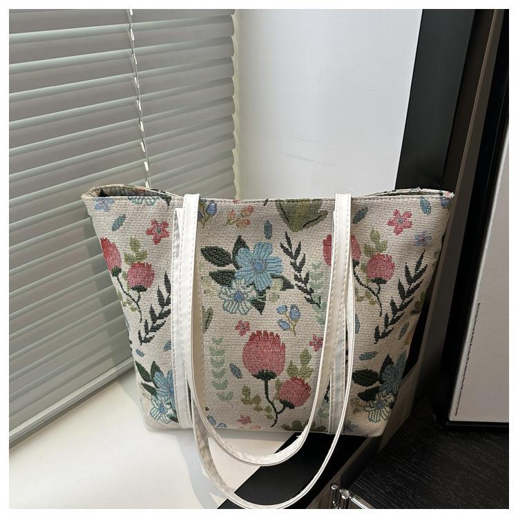 Popular Large-capacity Niche Shoulder Bag Women's 2025 New Ins Canvas Bag Tote Class Handbag Commuter Bag