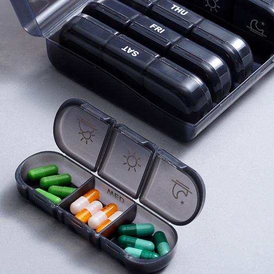 Weekly Pill Organizer with 21 Grids Easy Open Organizer Flip Cover Leak Proof Travel Safe Pill Box for Health