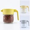 Glass Spice Jar with Airtight Lids Measuring Spoons 250ml Seasoning Bottle for Salt Sugar Seasonings Press-Type One-Hand Open Moisture-Proof Condiment