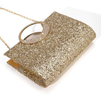 Women's Glitter Top Handle Handbags,Evening Clutches Purse with Chain Shoulder Bag for Party Prom Wedding Cocktail Club