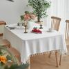 Farmhouse Style Beige Tassel Table Cover, Suitable For Buffet Table, Holiday Dinner, Party, Dining Room, Wedding Rectangular Western Tablecloth