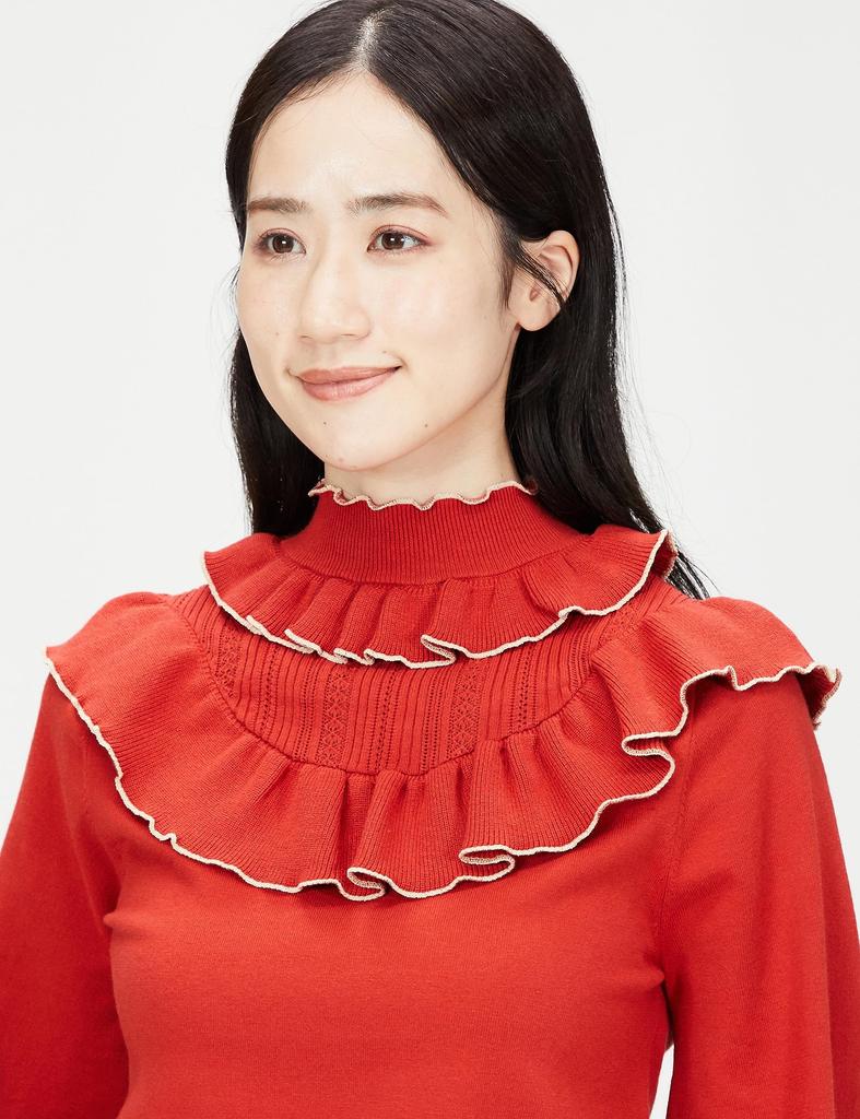 Lily Brown Mellow Frill Knit Top LWNT184103 Red Japan Size F Women's (Free Size)