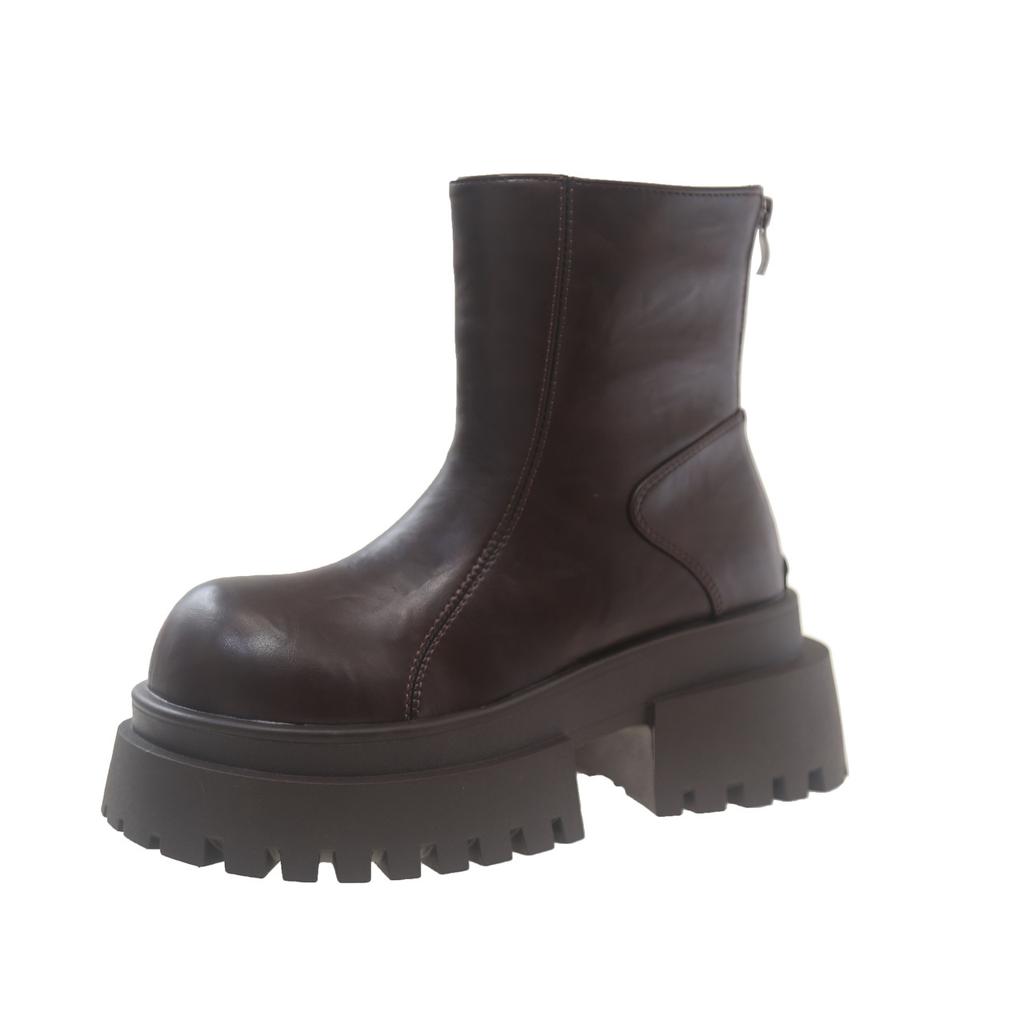 Martin boots women's big head cigarette boots velvet thick-soled muffin small Chelsea boots locomotive boots short boots cotton boots