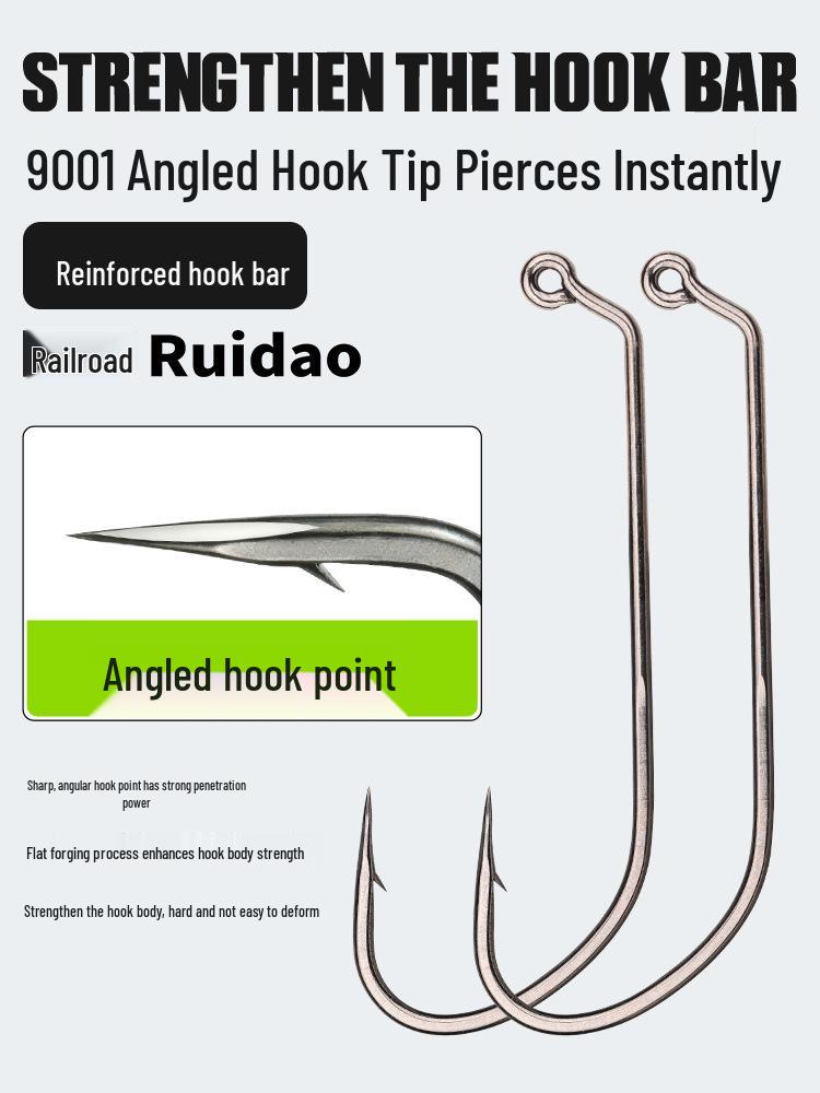 Rui Dao 9001 Blunt Angle Barbed Bent Shank Fishing Hooks for Crankbait and Sea Fishing. 2# Blunt Angle Single Hook