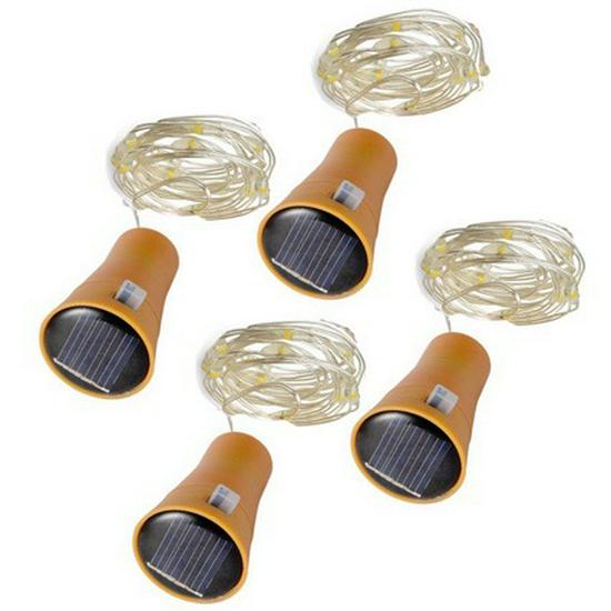 LED Solar Bottle Stopper String Lights - Copper Wire Outdoor Atmosphere Lighting White