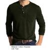 O-Neck Long Sleeve Pocket Men Shirt Buttons Neck Solid Color Pullover Top for Autumn Winter