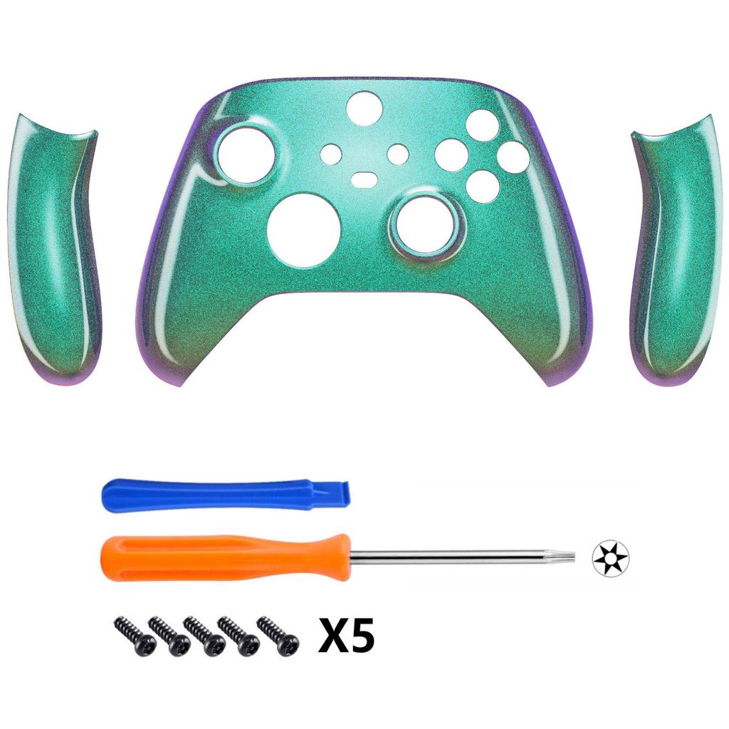 eXtremeRate Side Rail Grip Shell for Xbox Series X S Clear Black Replacement Front Housing Cover Handle Faceplate for Xbox Core Wireless Controller