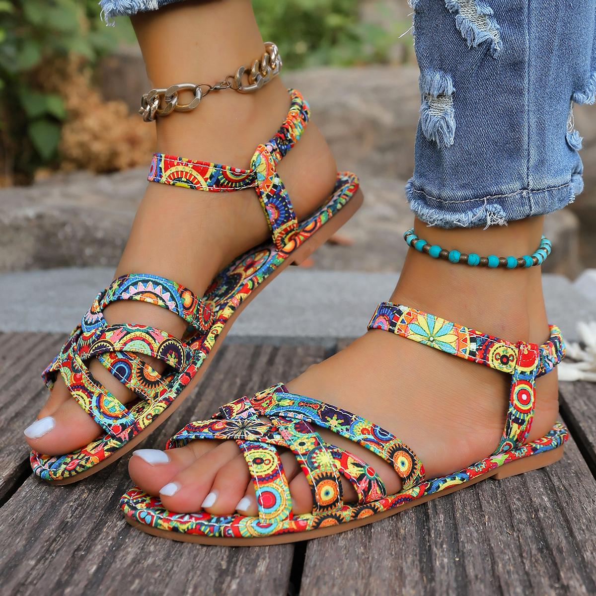 

2025 Новые женские сандалии Богемный стиль Плоские сандалии Женская уличная обувь Большой размер Ретро сандалии-гладиаторы Женские Zapatos De Mujer 36 жёлтый