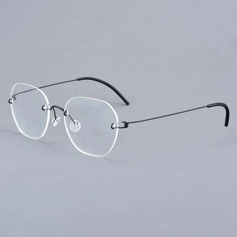 Fashion Hexagon Rimless Glasses Frame Men Women 2460 Brand Design Screwless Titanium Ultralight Eyeglasses Frameless Eyeware