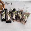 5 Paar Retro-Socken für Damen, Wadenlange Socken für Herbst und Winter, Verdickte und warme rautenförmige gekämmte Baumwoll-Langsocken für Damen