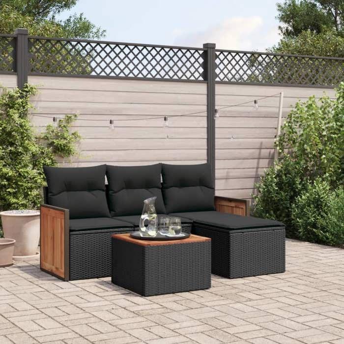 VidaXL Garden Lounge Set with Cushions 5 Pcs, Patio Sofas, Furniture Set, Outdoor Terrace Furniture, Black 3259990