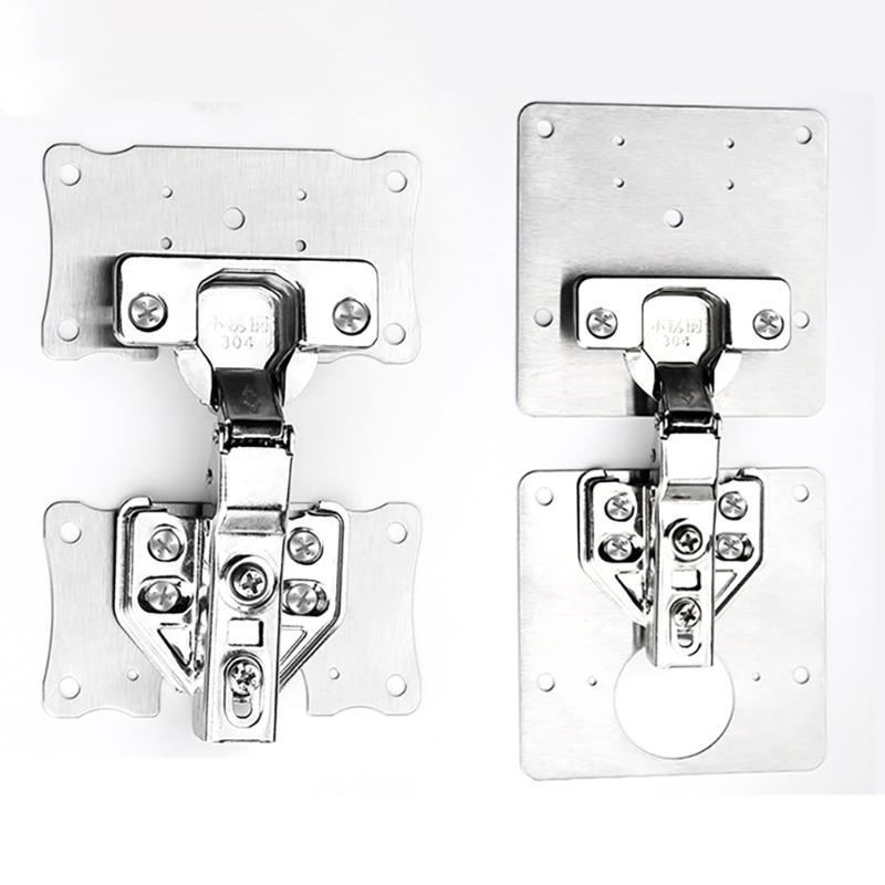 2Pieces Cabinet Hinges Repair Set Featuring 1 Plates and 12 Screws Sturdy Stainless Steel for Home Projects Supplies