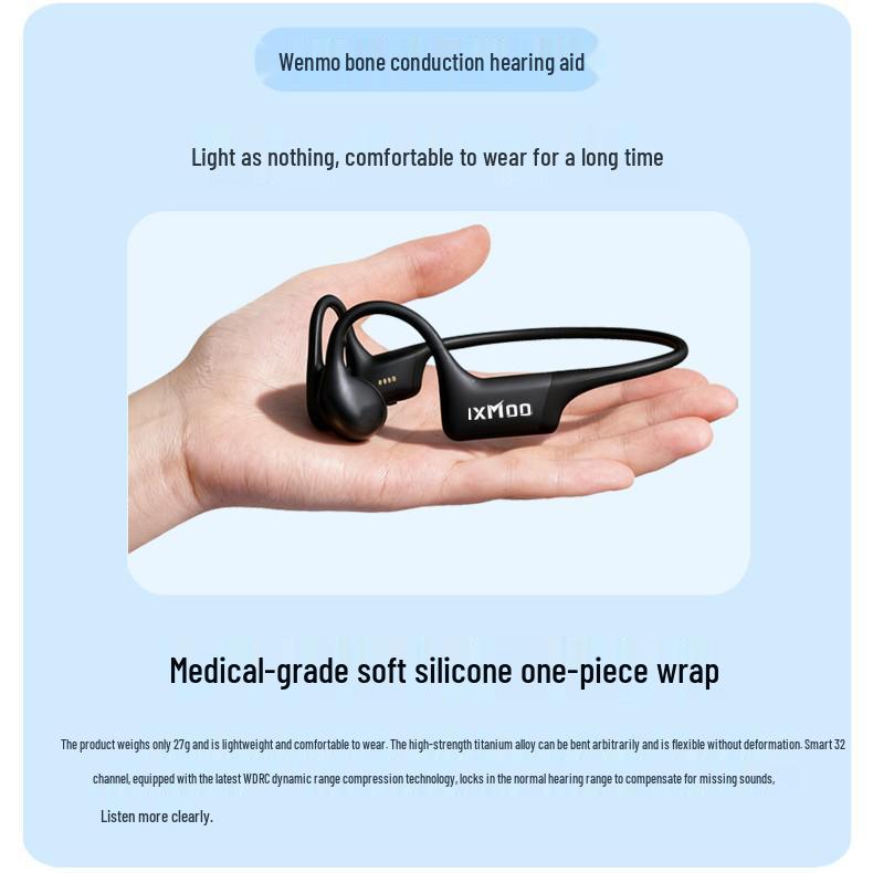 Silicone Bone Conduction Bluetooth Headphones for Moderate To Severe Hearing Loss (Behind-the-Ear, Elderly)