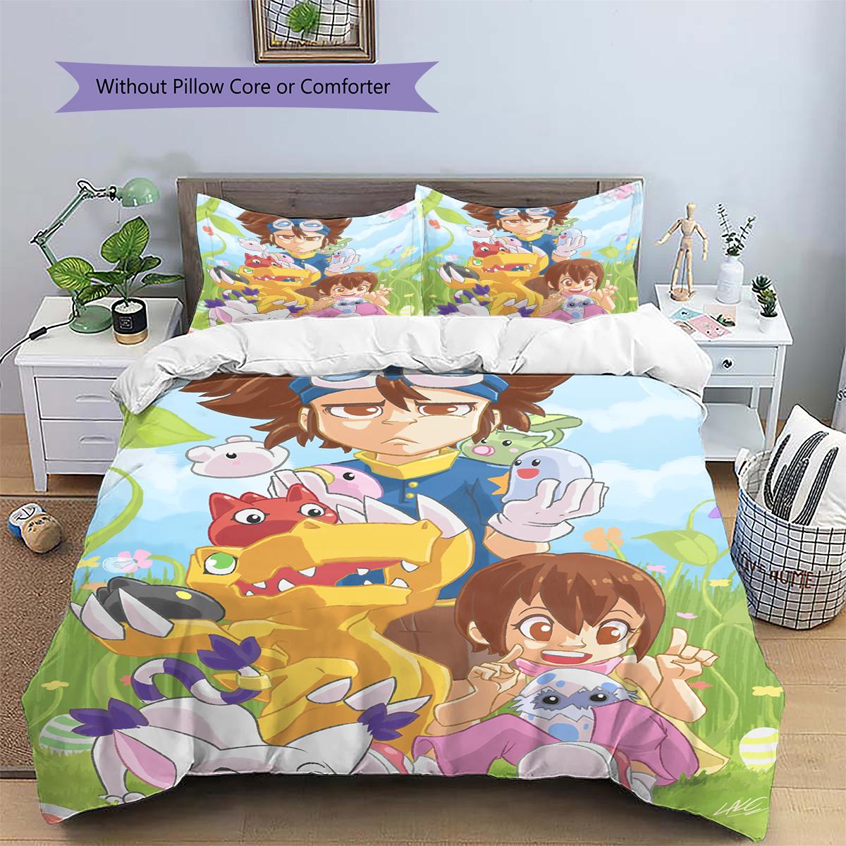 Digimon Love Partner Duvet Cover & Pillowcases, Digimon Fan Bedroom Bedding, Perfect Gift.chl 135x200cm