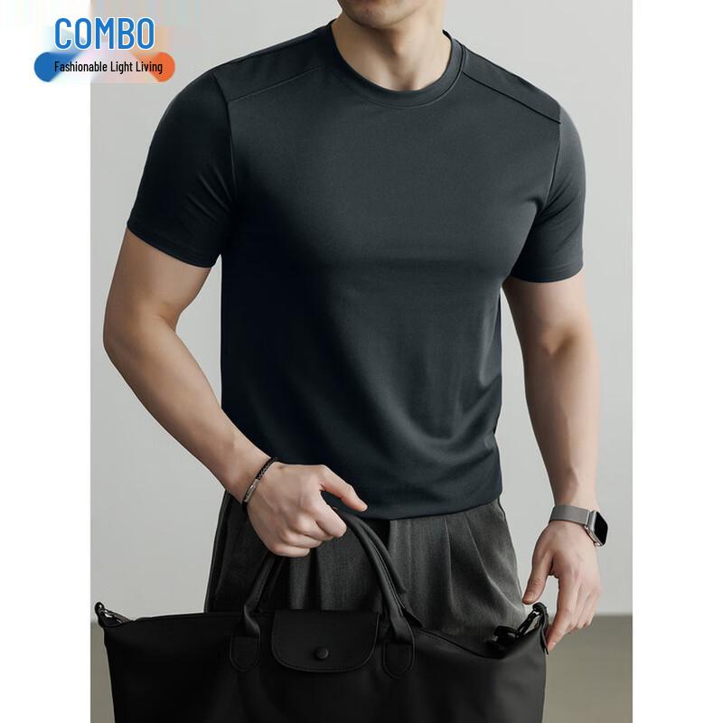 Men s Ice Feel Cool & Breathable Silk Blend T-Shirt L