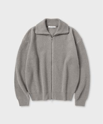 NONBLANK Loose Fit Zip-Up Collar Knit_Light Mocha