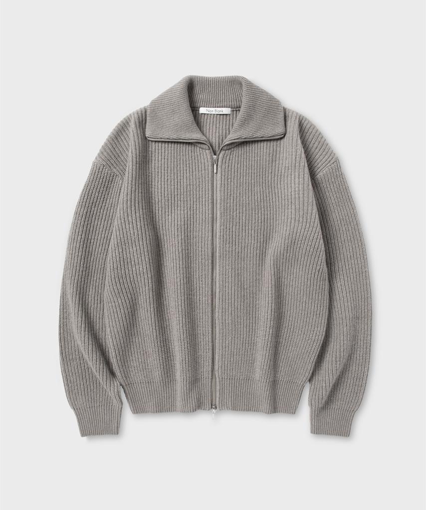 NONBLANK Loose Fit Zip-Up Collar Knit_Light Mocha