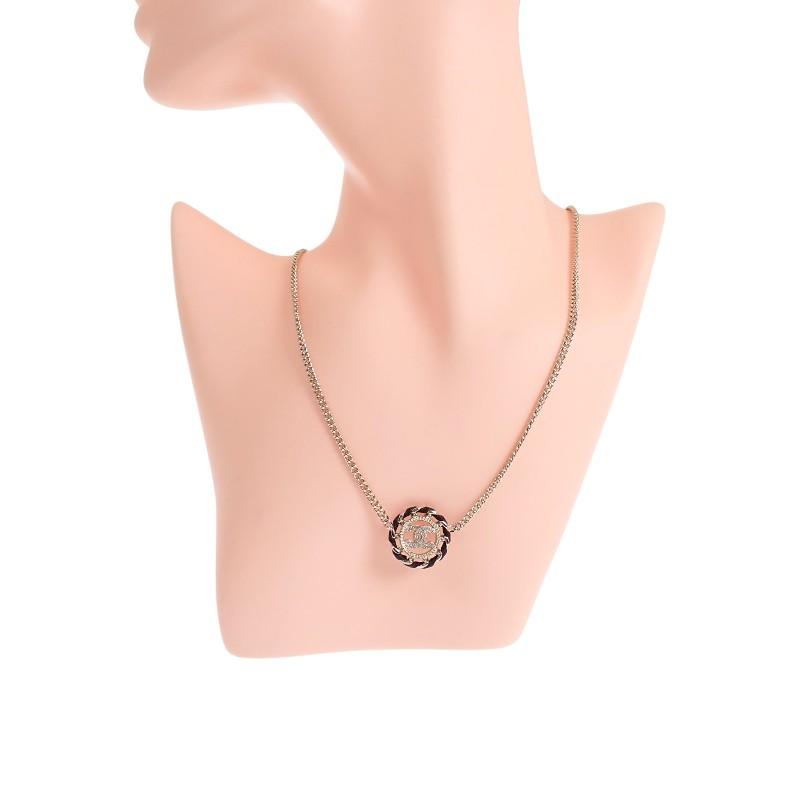 Chanel ABG722B22896 Necklace Champagne Gold Metal/leather Women