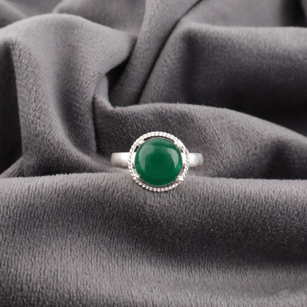 Smycken med grön onyx-ädelsten, Handgjord silverring, 925 sterlingsilversmycken, Designerring med onyx, Gåva till mormor
